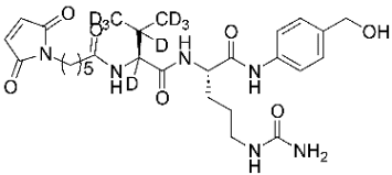 A chemical molecule is shown in black and white.